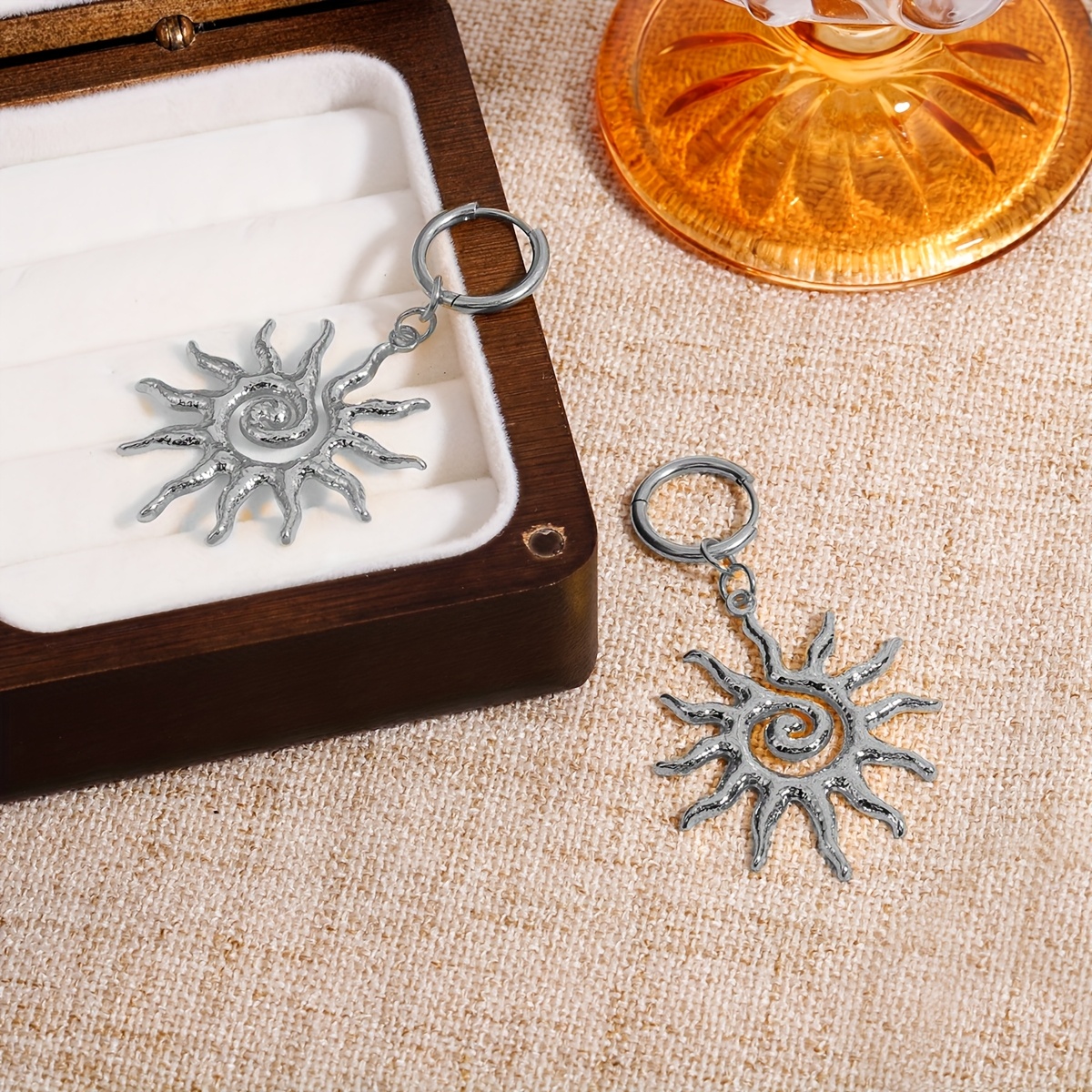 Sun-Shaped Stainless Steel Earrings — Vintage Style Gift